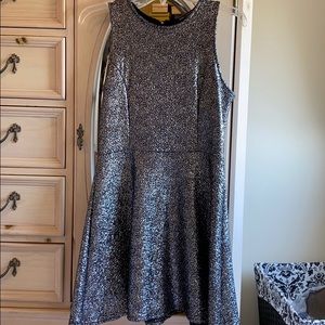 Black and Silver Sequin Skater Dress